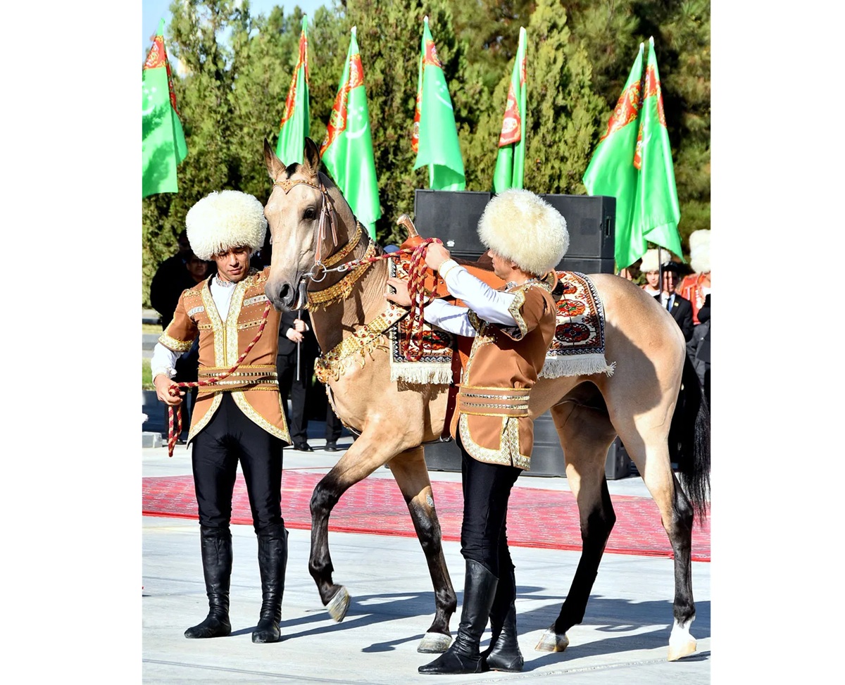 Türkmenistanyň Prezidentine Hasyl toýy mynasybetli Sahawatly atly ahalteke bedewi sowgat berildi